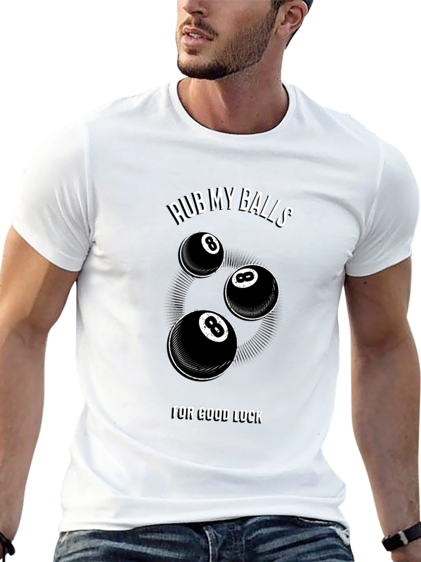 Black Rub My Balls For Good Luck T-Shirt view 13