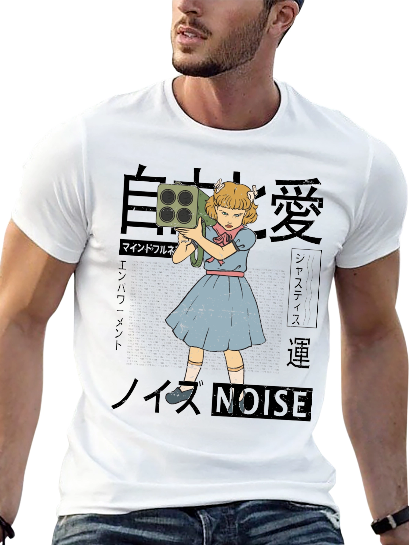 Black Noise Girl Graphic T-Shirt - Edgy Japanese Inspired Tee view 13