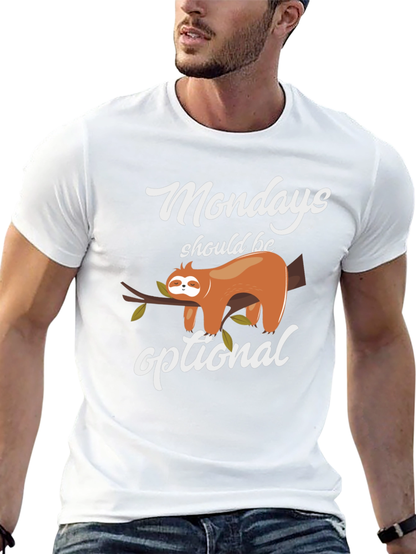 Black Funny Mondays Optional Sloth T-Shirt view 13