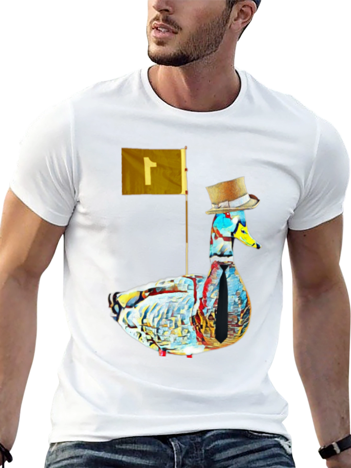 Black Duck with Top Hat Graphic Tee - Stylish Men's Black T-Shirt view 13