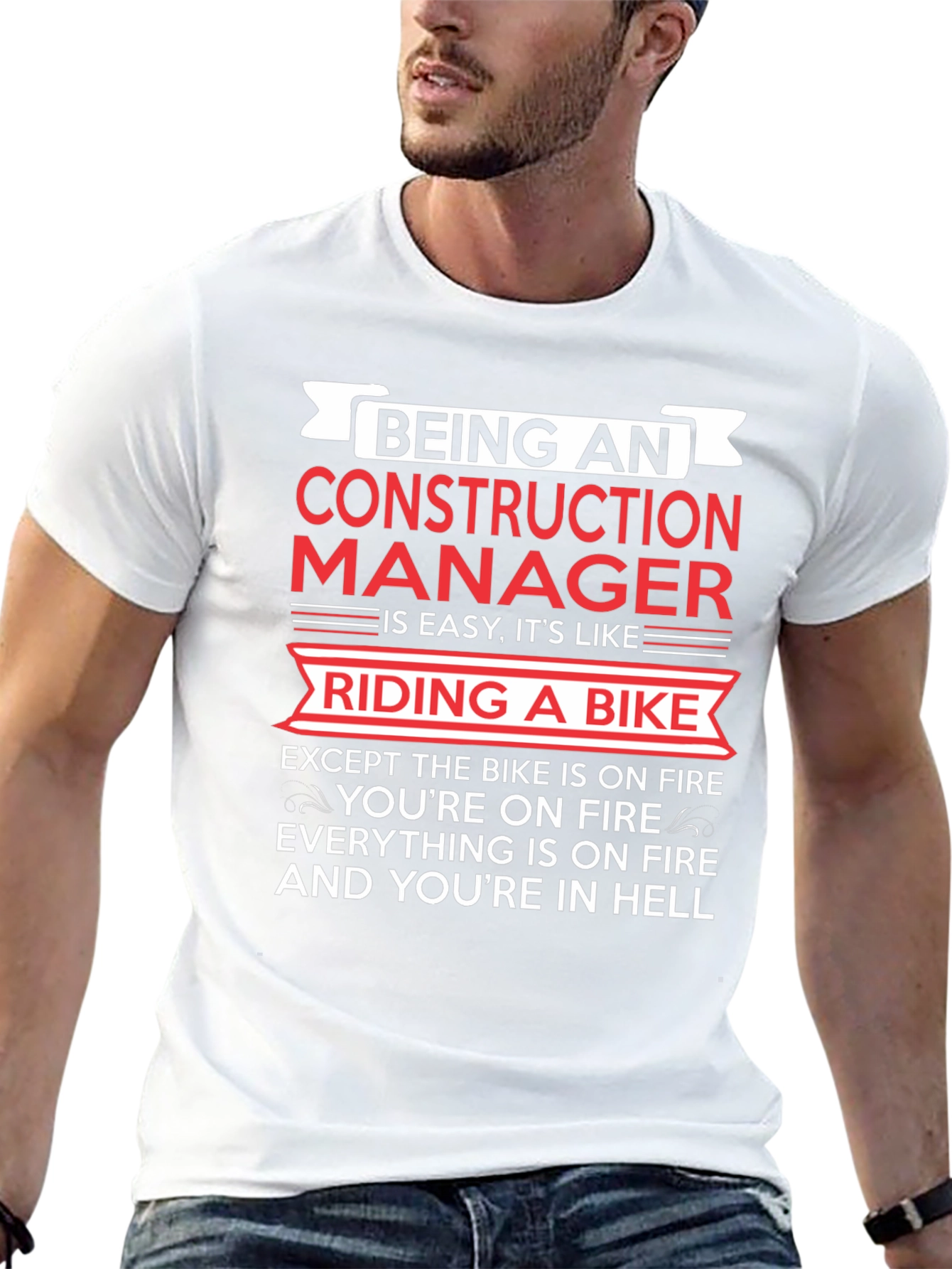 Black Construction Manager Funny T-Shirt view 13