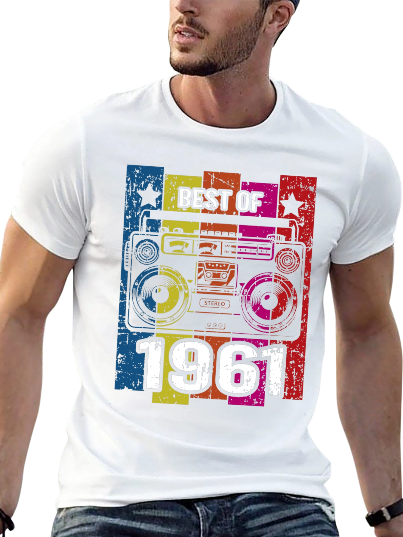 Black Best of 1961 Retro Boombox T-Shirt view 13