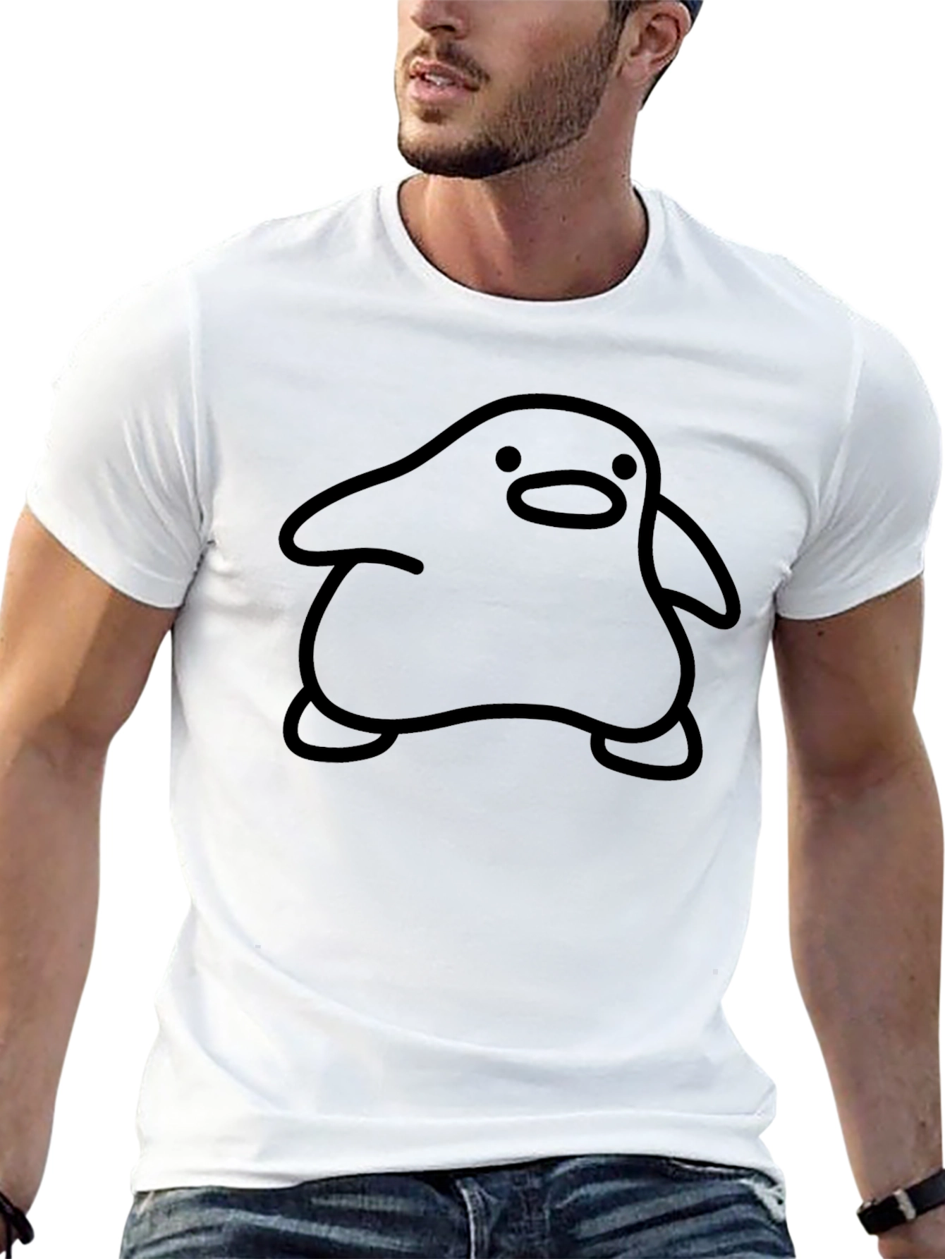Black Men's Black Graphic Tee - Blob Character view 13