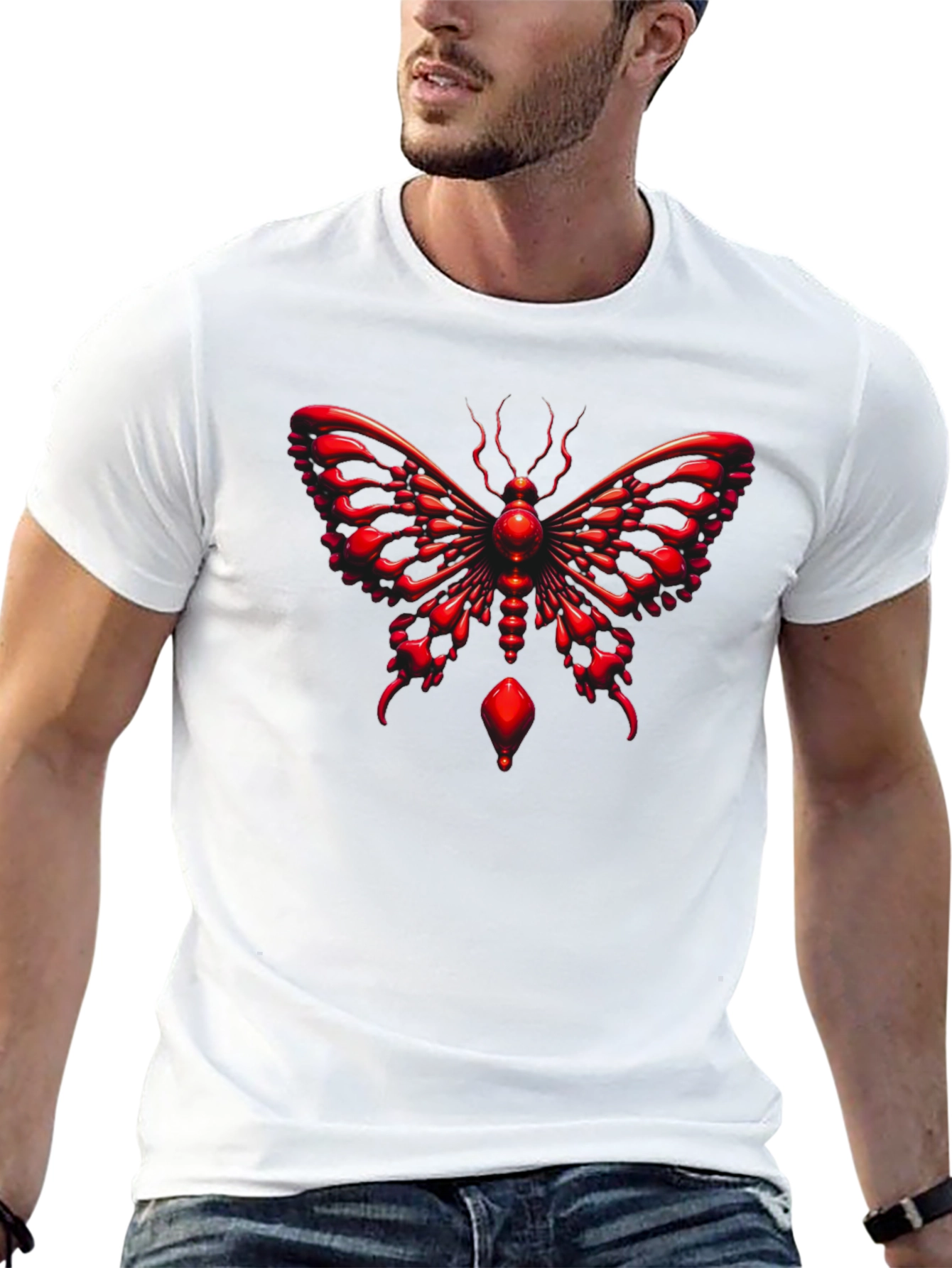 Black Red Butterfly Graphic Tee view 13