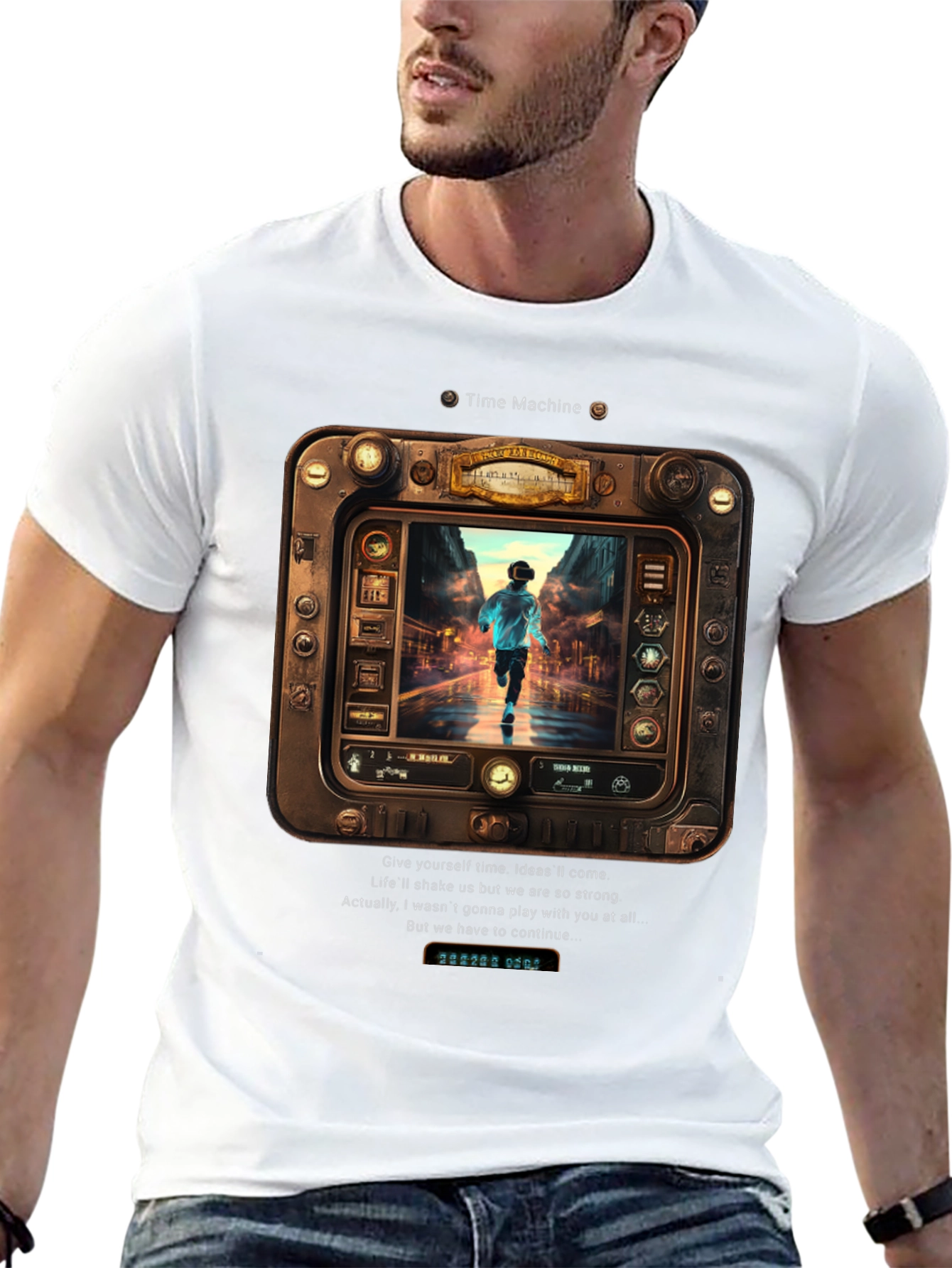 Black Time Machine Graphic Tee - Retro Future Style view 13