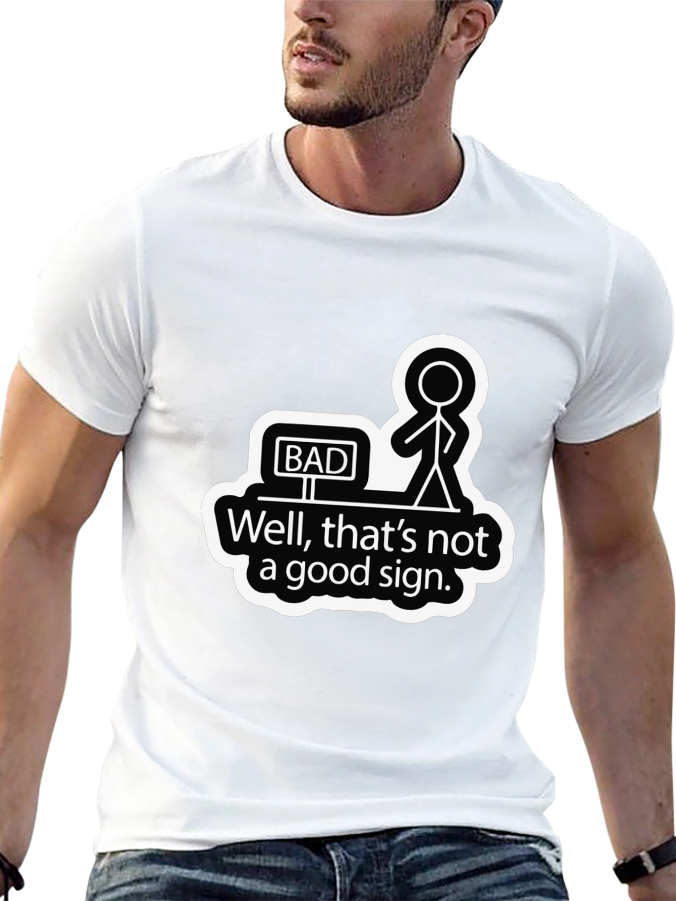 Black Bad Sign Graphic Tee - Humorous Sarcastic Shirt view 13