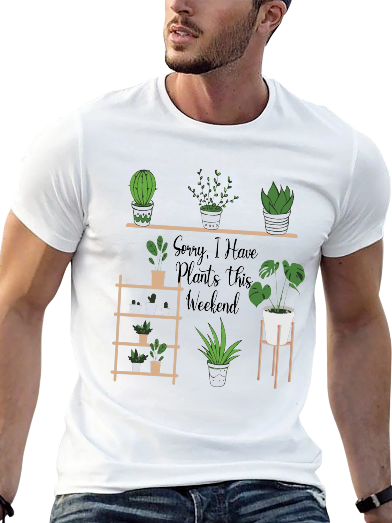 Black Plant Lover T-Shirt - Sorry, I Have Plants Weekend view 13