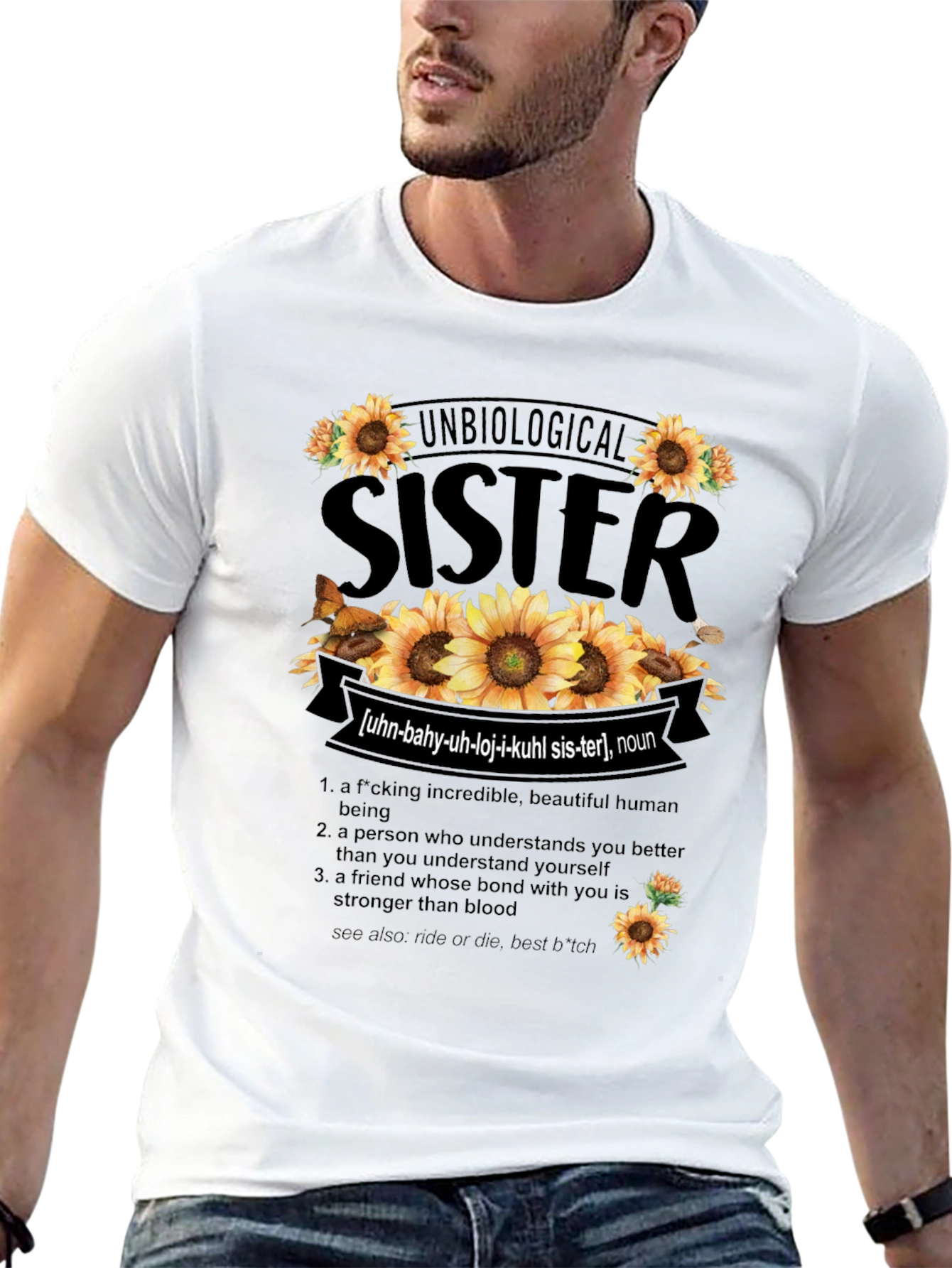 Unbiological Sister Sunflower Graphic T-Shirt - 13