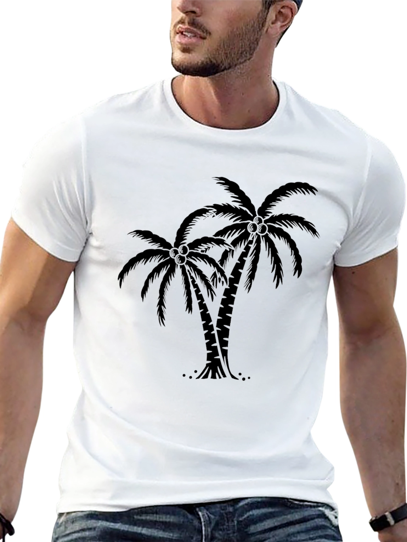 Black Tropical Palm Tree Graphic Tee - Black view 13