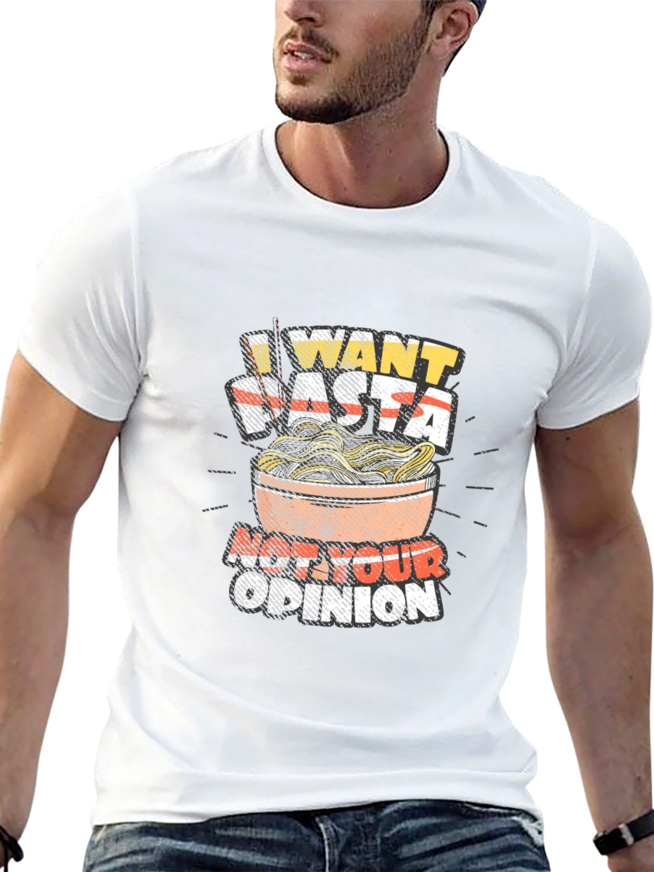Black I Want Pasta Graphic T-Shirt - Funny Foodie Tee view 13