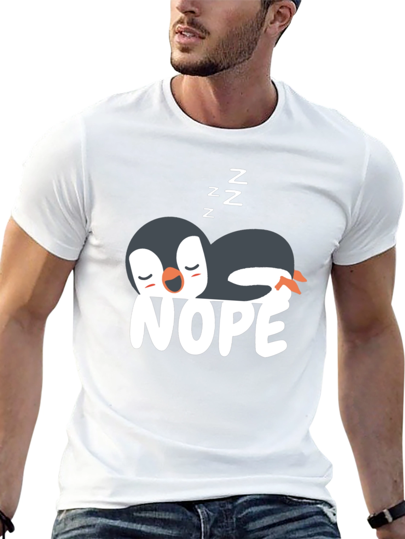 Black Nope Penguin T-Shirt - Funny & Relaxed Style view 13