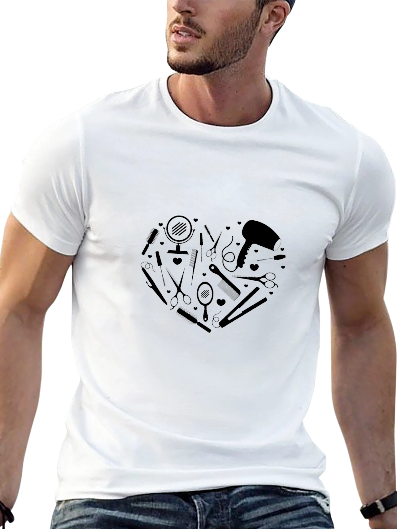 Black Stylist Heart Graphic Tee - Salon & Barber Love view 13