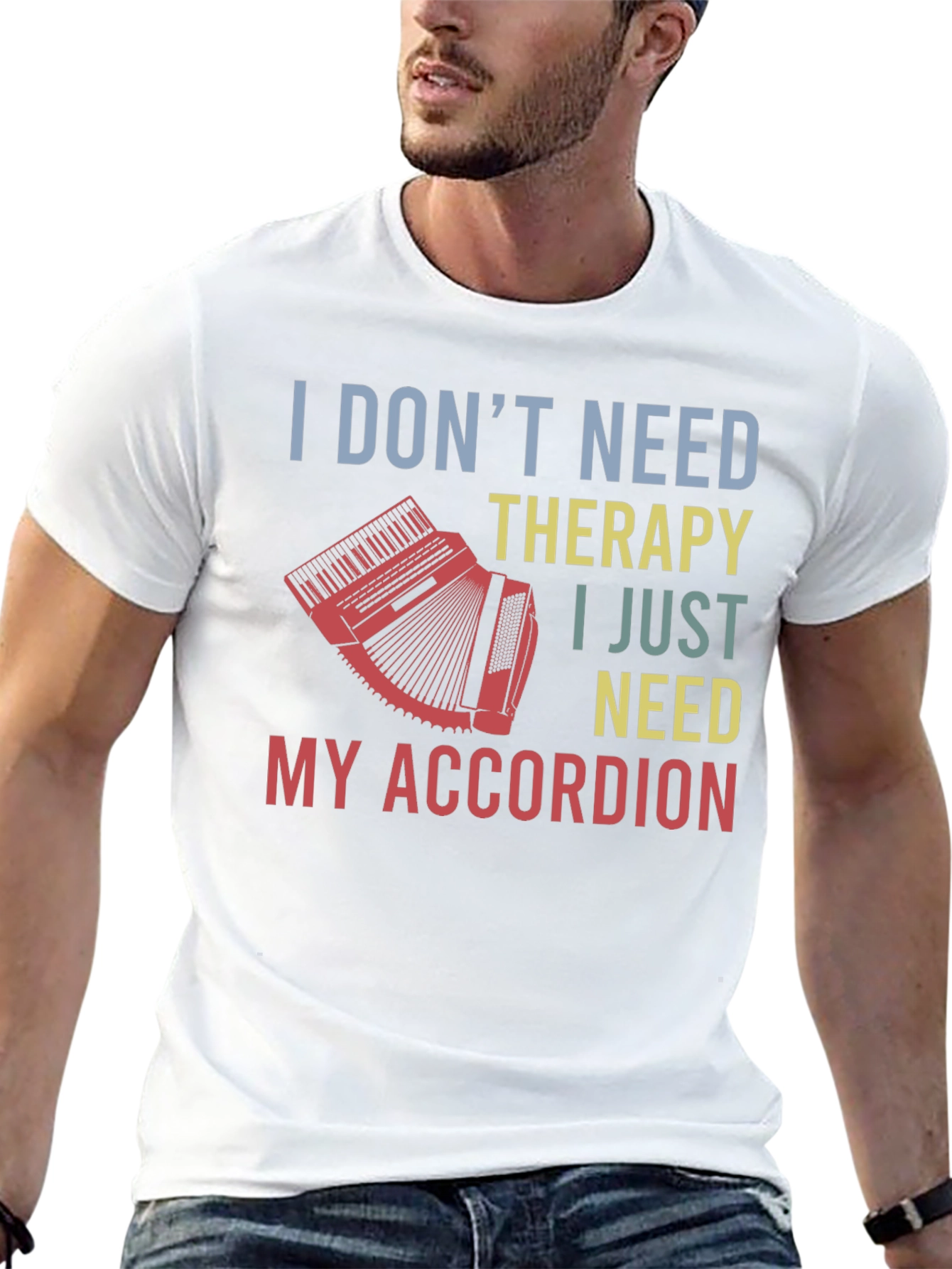 Black Accordion Therapy T-Shirt - Musician Gift view 13