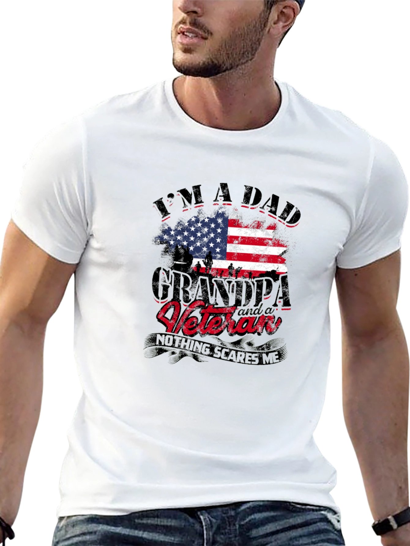 Black Dad Grandpa Veteran Graphic Tee view 13