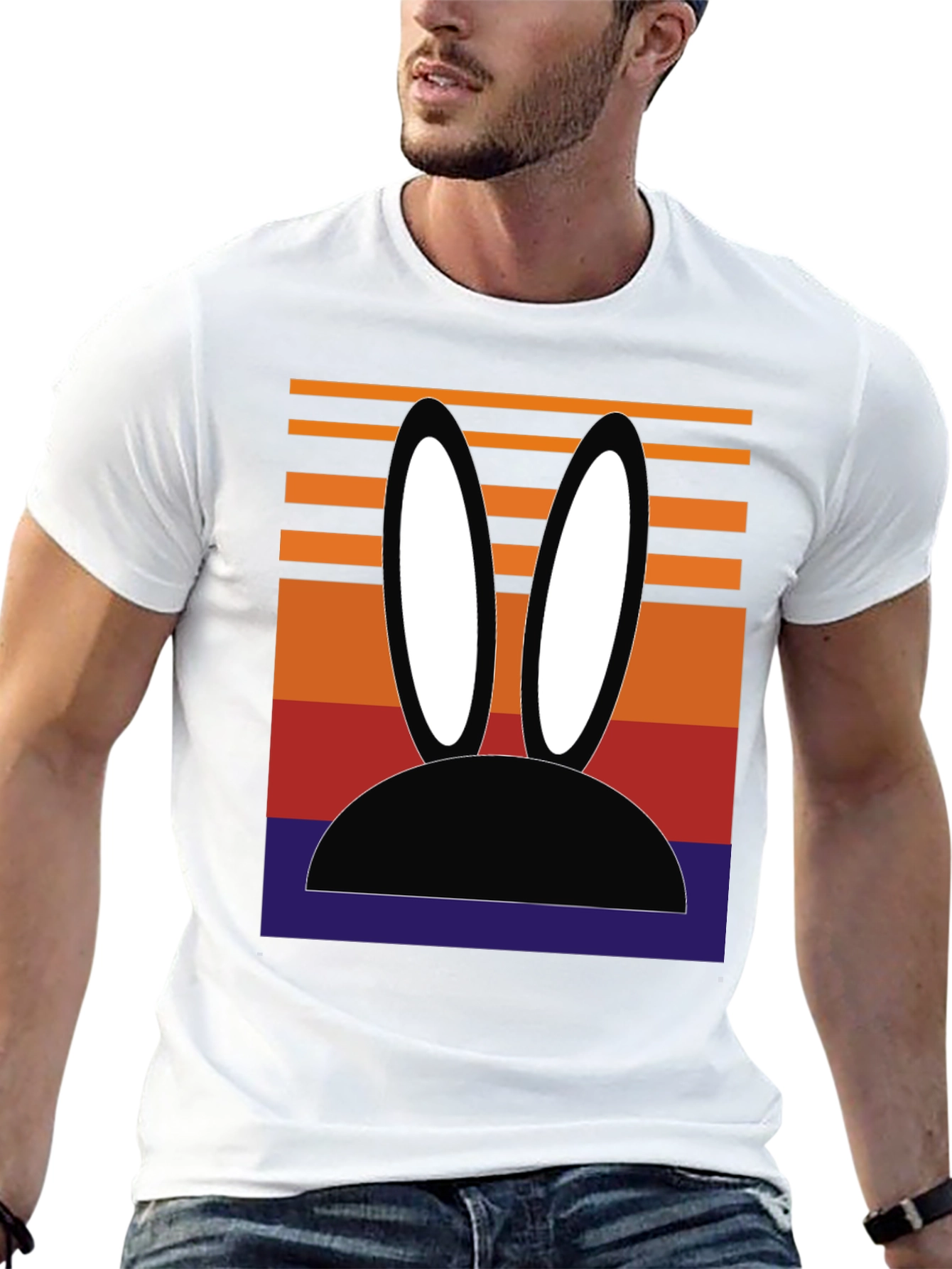 Black Retro Bunny Ears Graphic Tee view 13