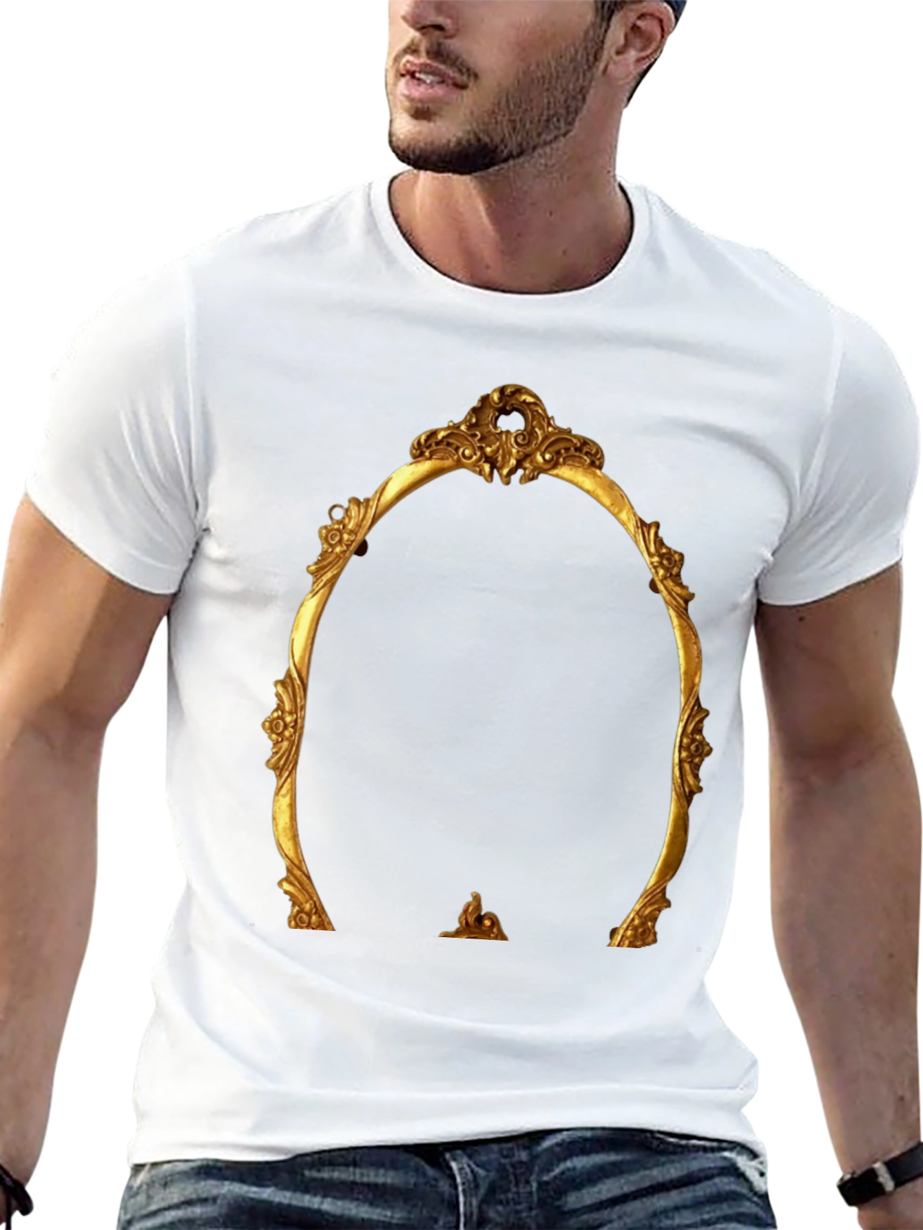 Black Ornate Golden Frame Graphic Tee - Statement Style view 13