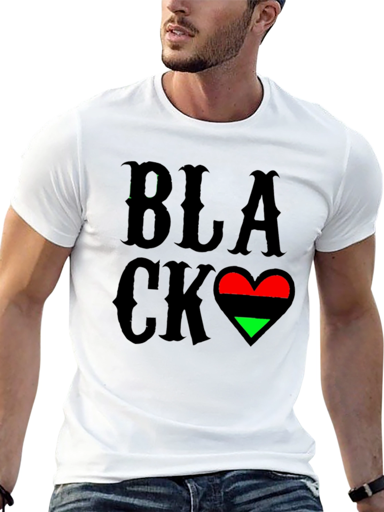 Black Black Love Heart T-Shirt - Pan-African Colors view 13