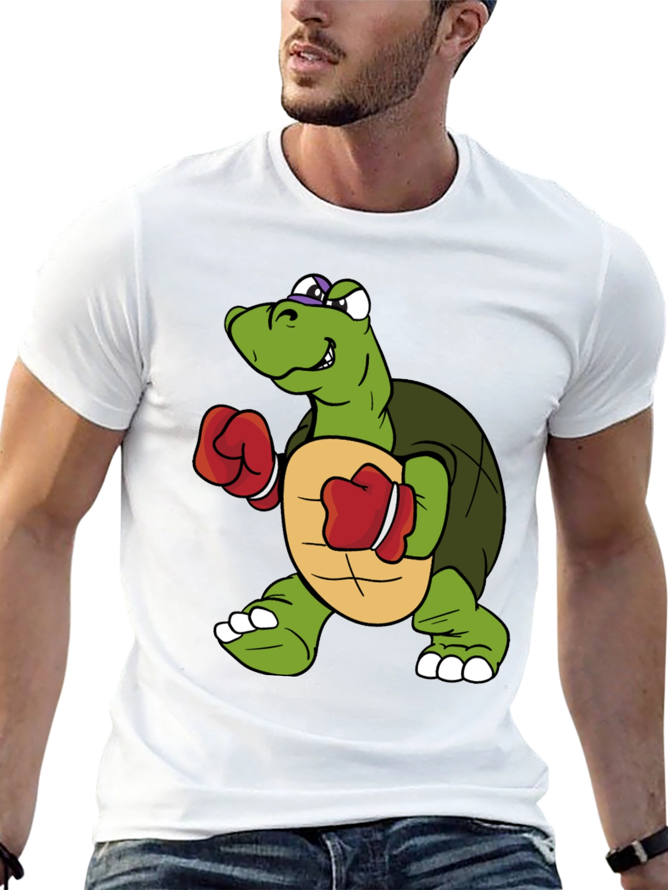 Black Turtle Boxer Graphic Tee - Novelty Cartoon Shirt view 13