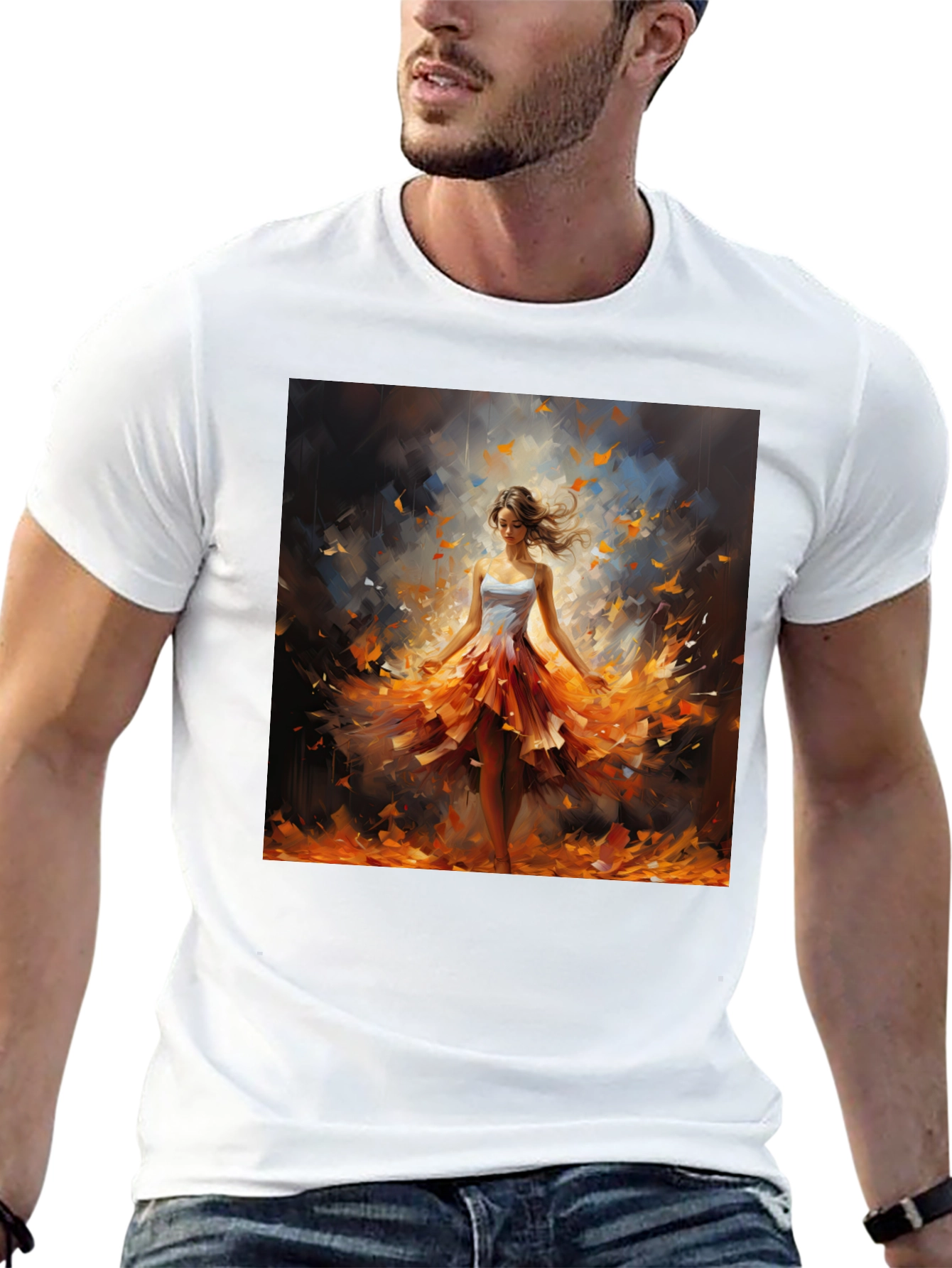 Black Woman in Autumn Dress T-Shirt view 13