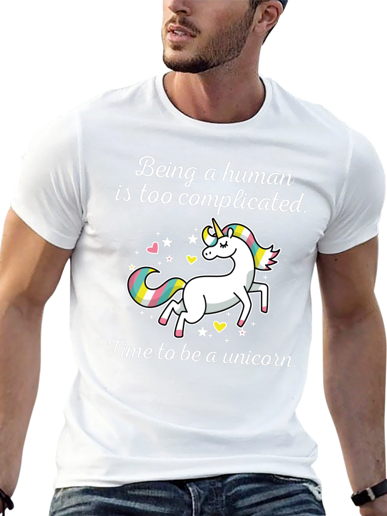 Black Unicorn Graphic Tee: Being Human is Too Complicated T-Shirt view 13