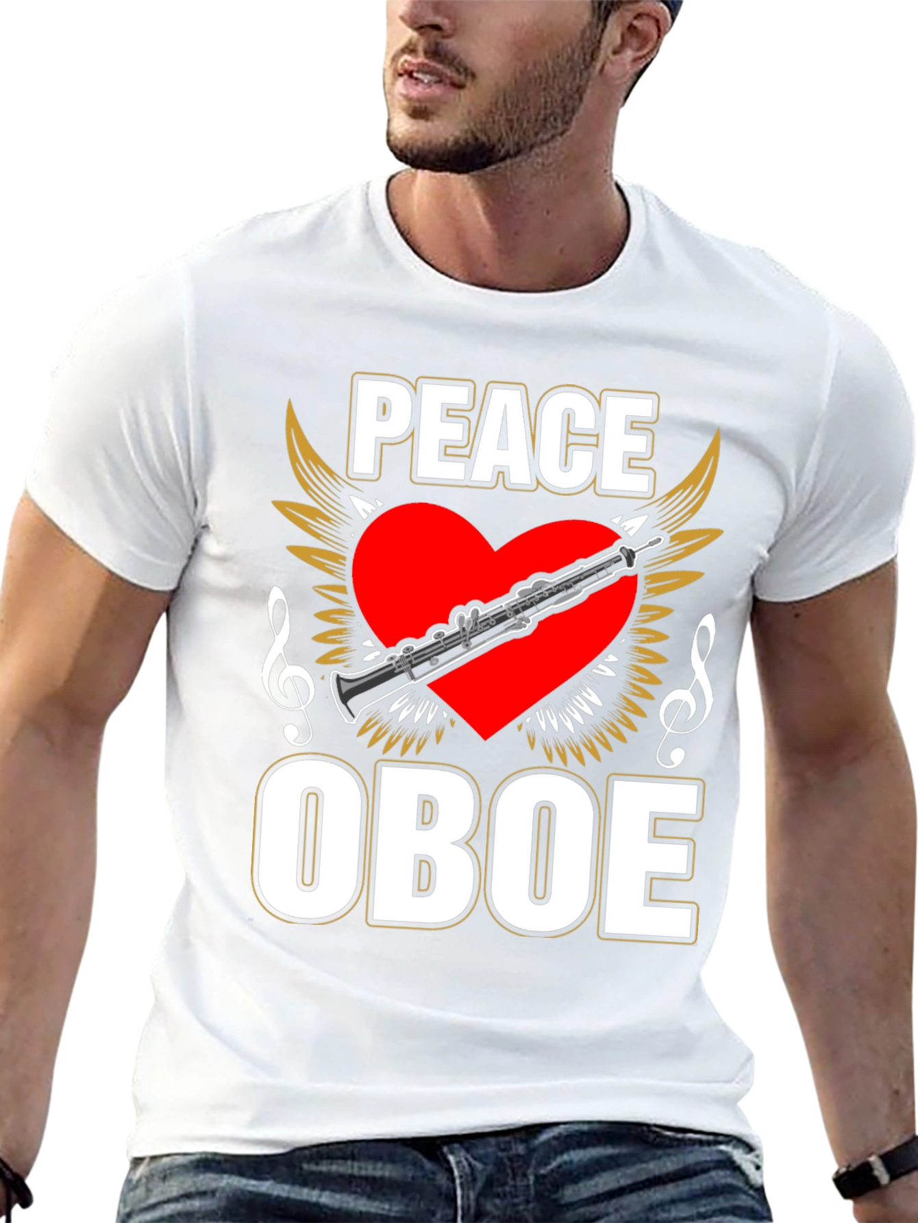 Black Peace Oboe T-Shirt, Music Lover Tee view 13