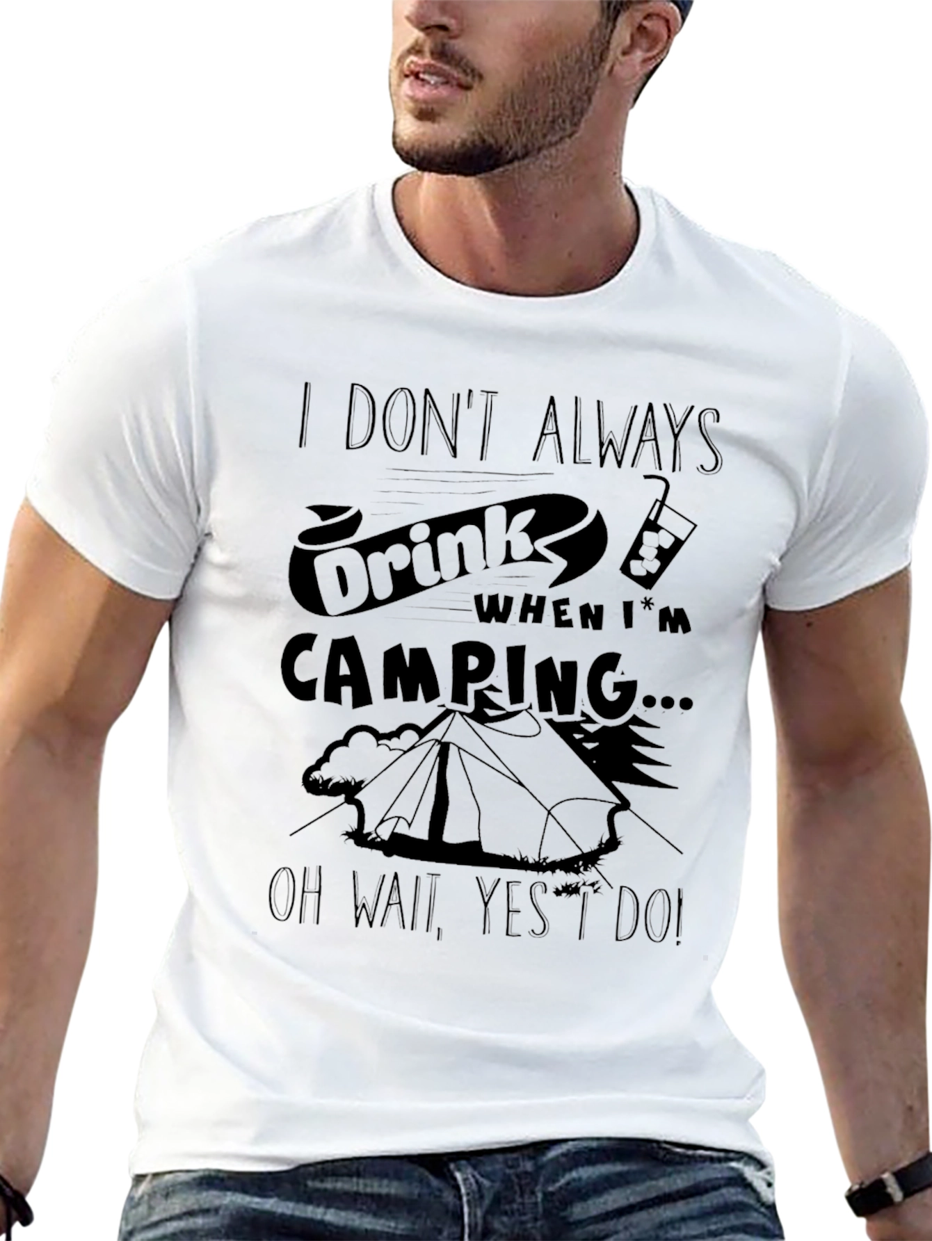 Black Funny Camping T-Shirt: I Don't Always Drink... view 13