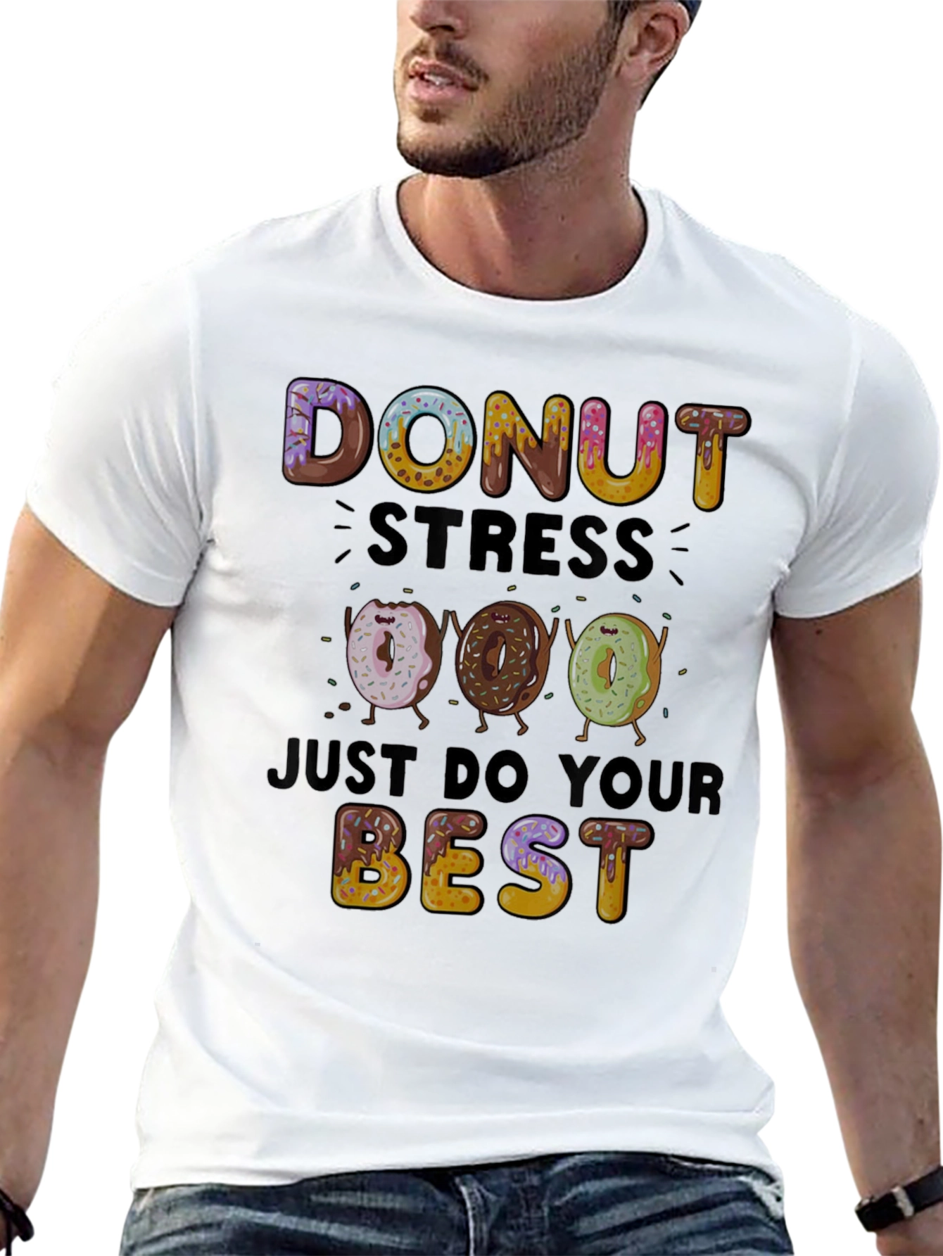 Black Donut Stress T-Shirt: Just Do Your Best! view 13