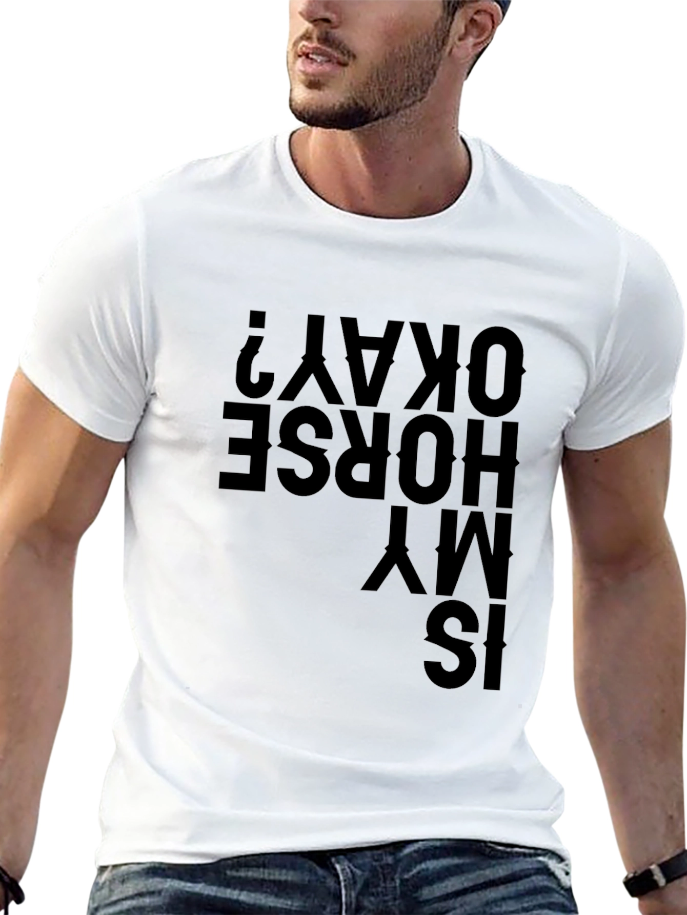 Black Is My Horse Okay? Black Graphic T-Shirt view 13