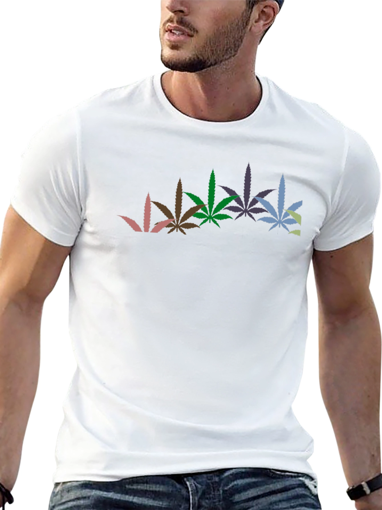 Black Cool Graphic Black T-Shirt with Weed Leaves view 13