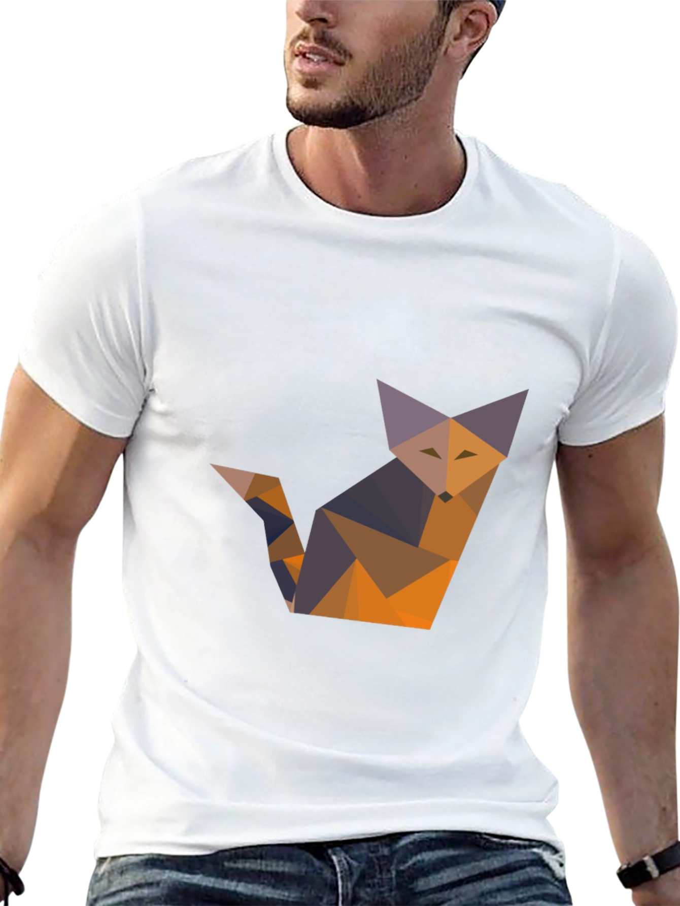 Black Geometric Fox T-Shirt - Modern Graphic Tee view 13