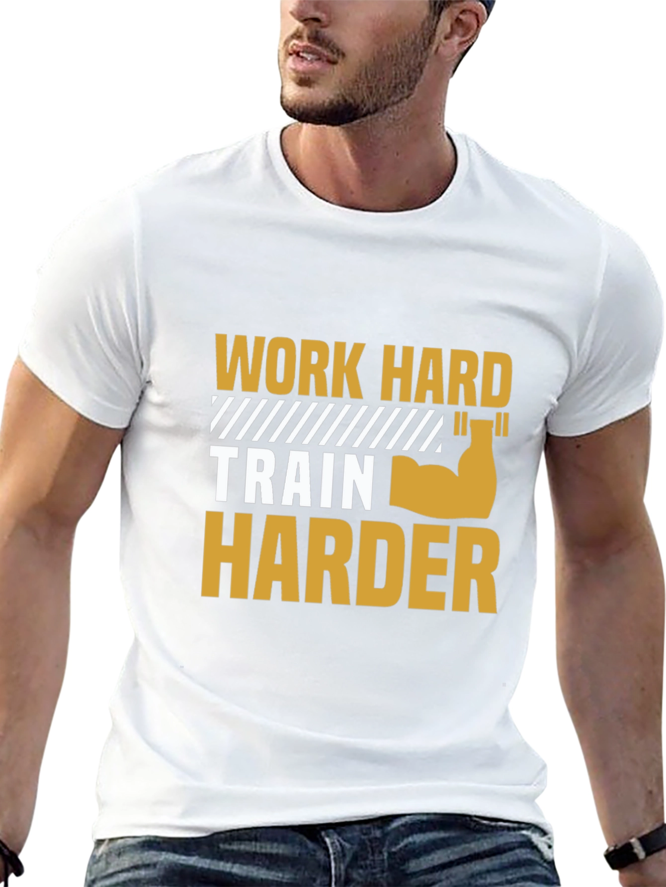Black Work Harder Train Harder Gym T-Shirt view 13