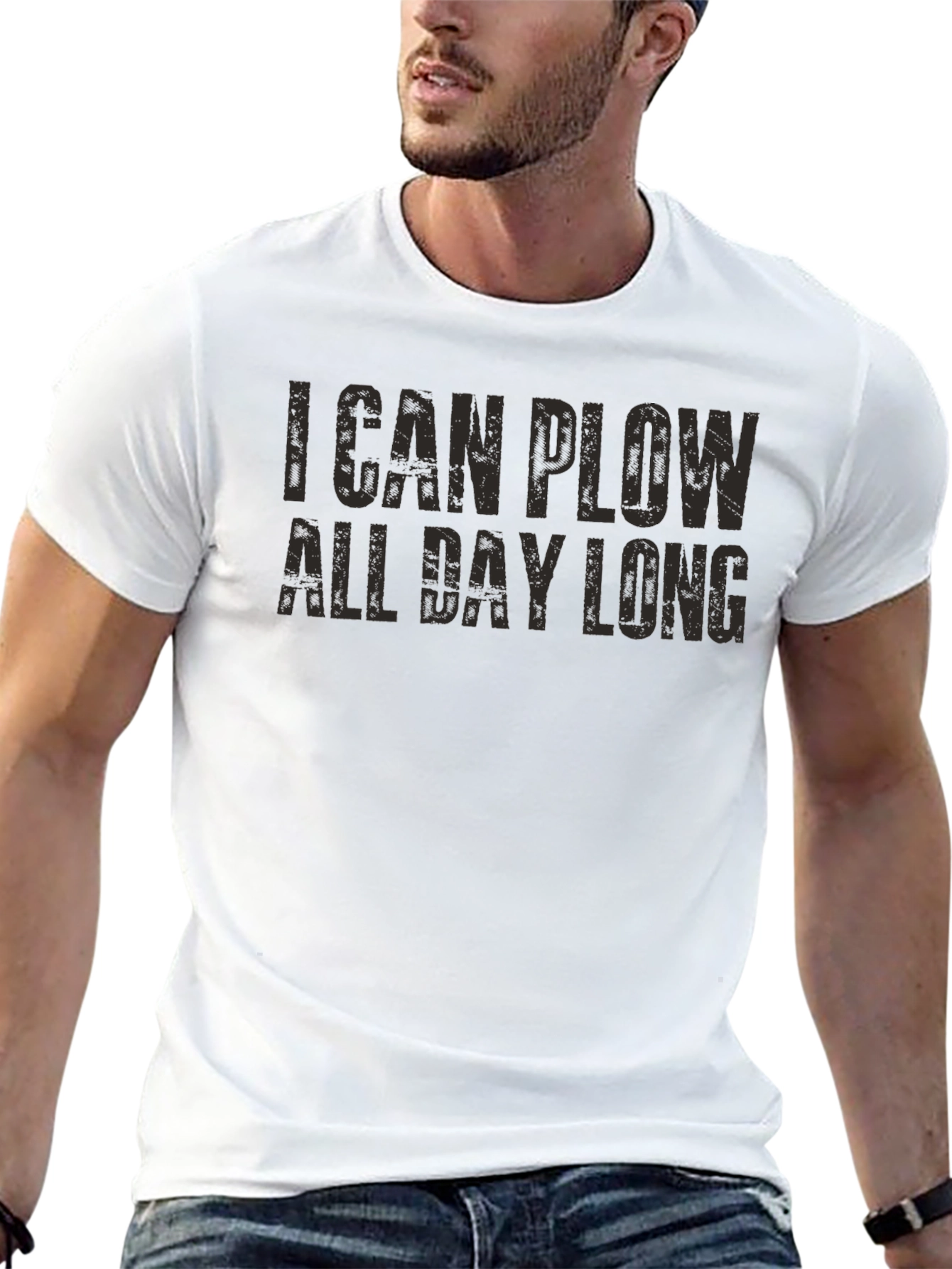 Black I Can Plow All Day Long Funny Graphic Tee view 13