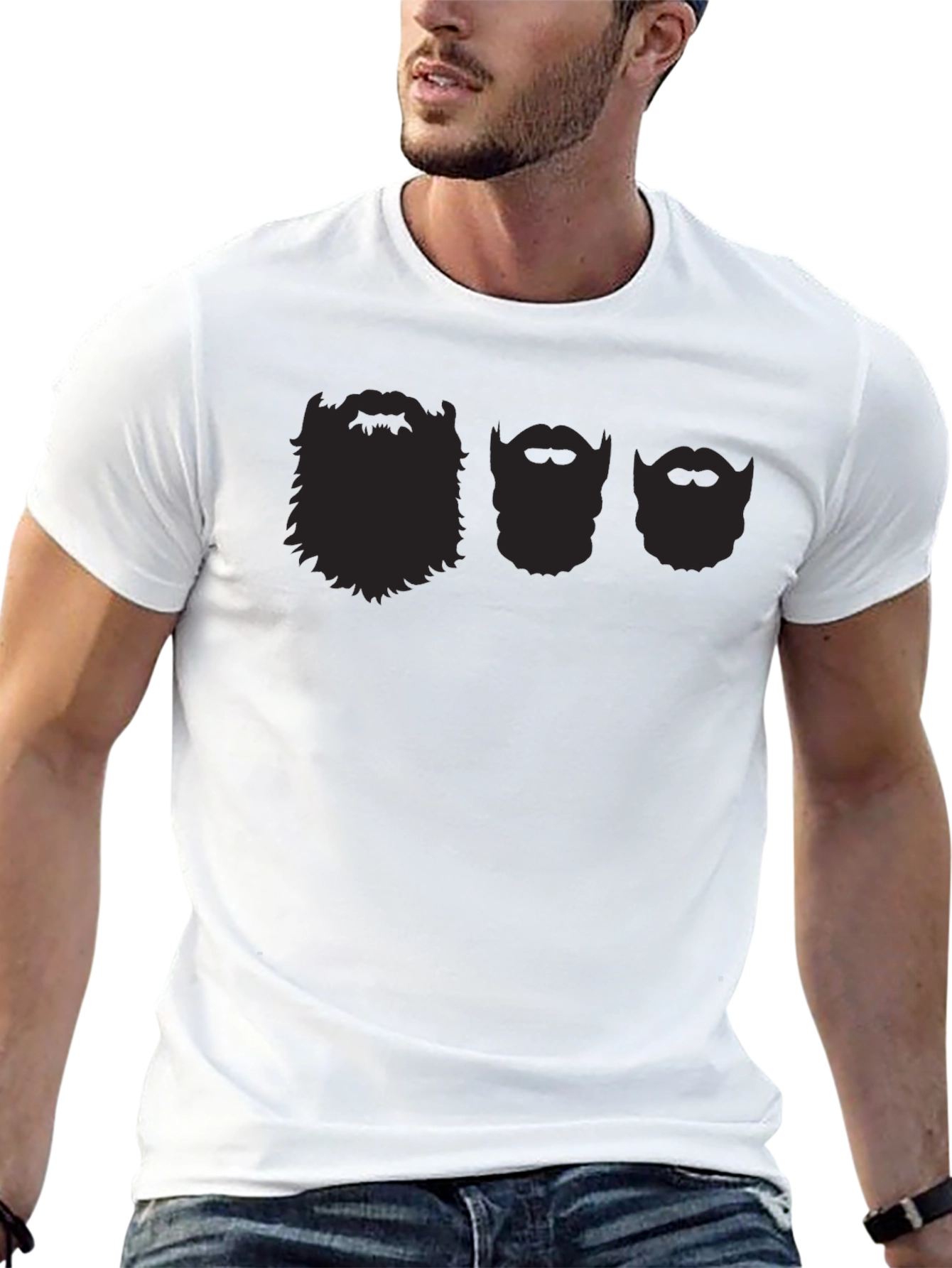 Black Bearded Faces Graphic T-Shirt - Black view 13