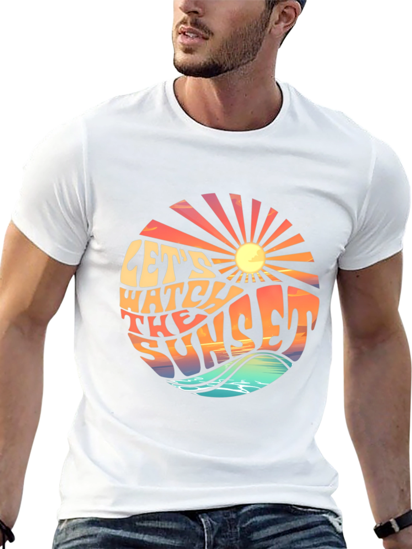 Black Let's Watch the Sunset Graphic T-Shirt view 13