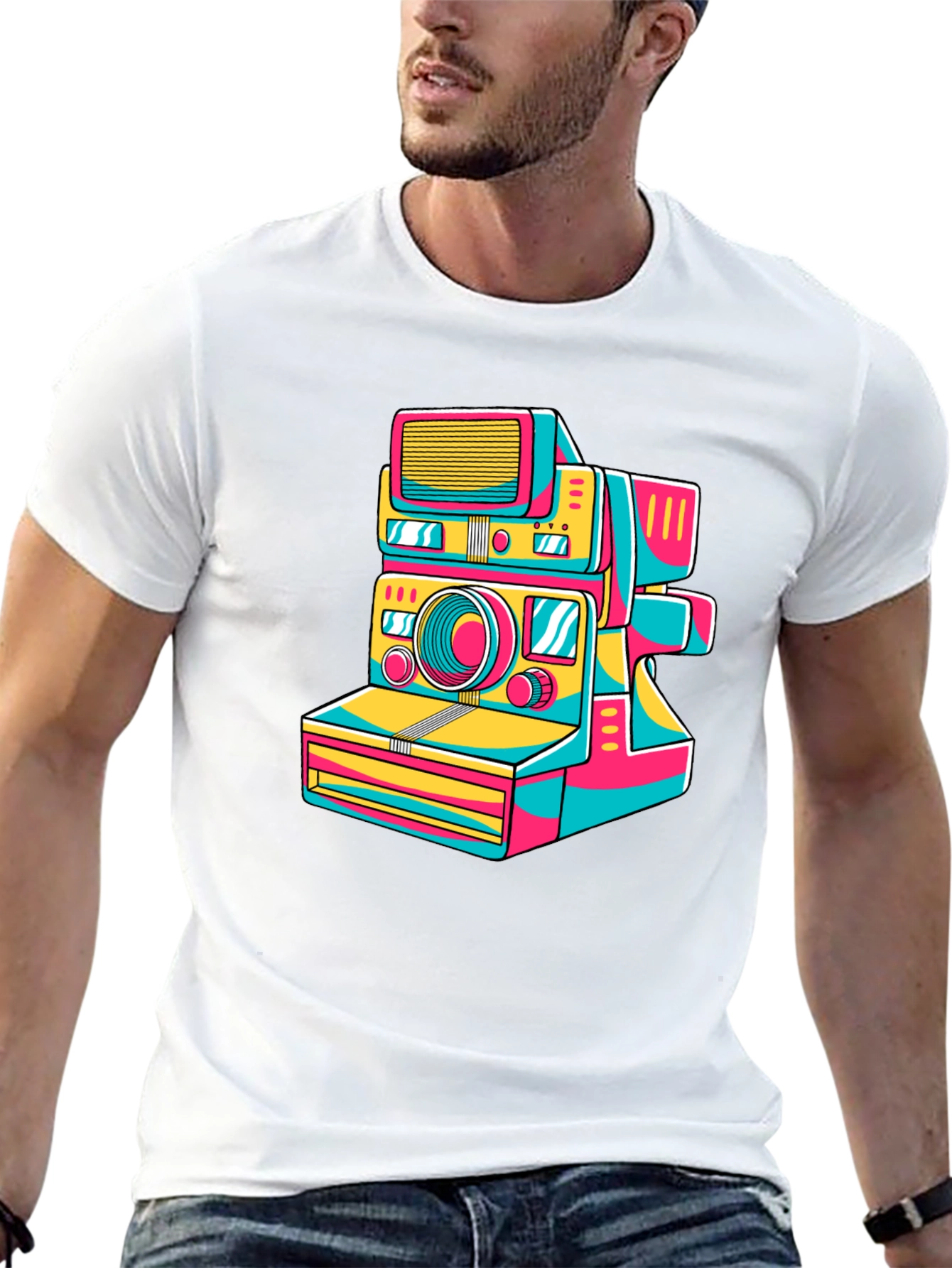 Black Retro Camera Graphic Tee - Stylish Black T-Shirt view 13
