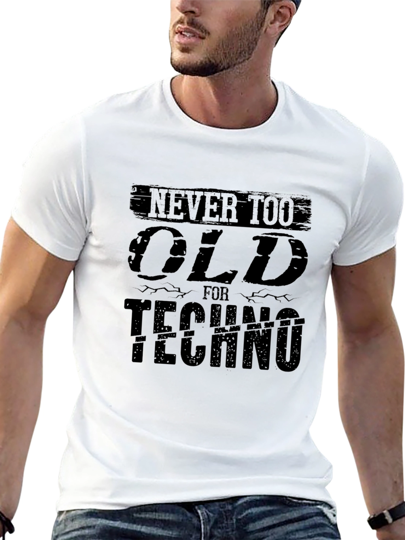Black Never Too Old For Techno Graphic T-Shirt view 13