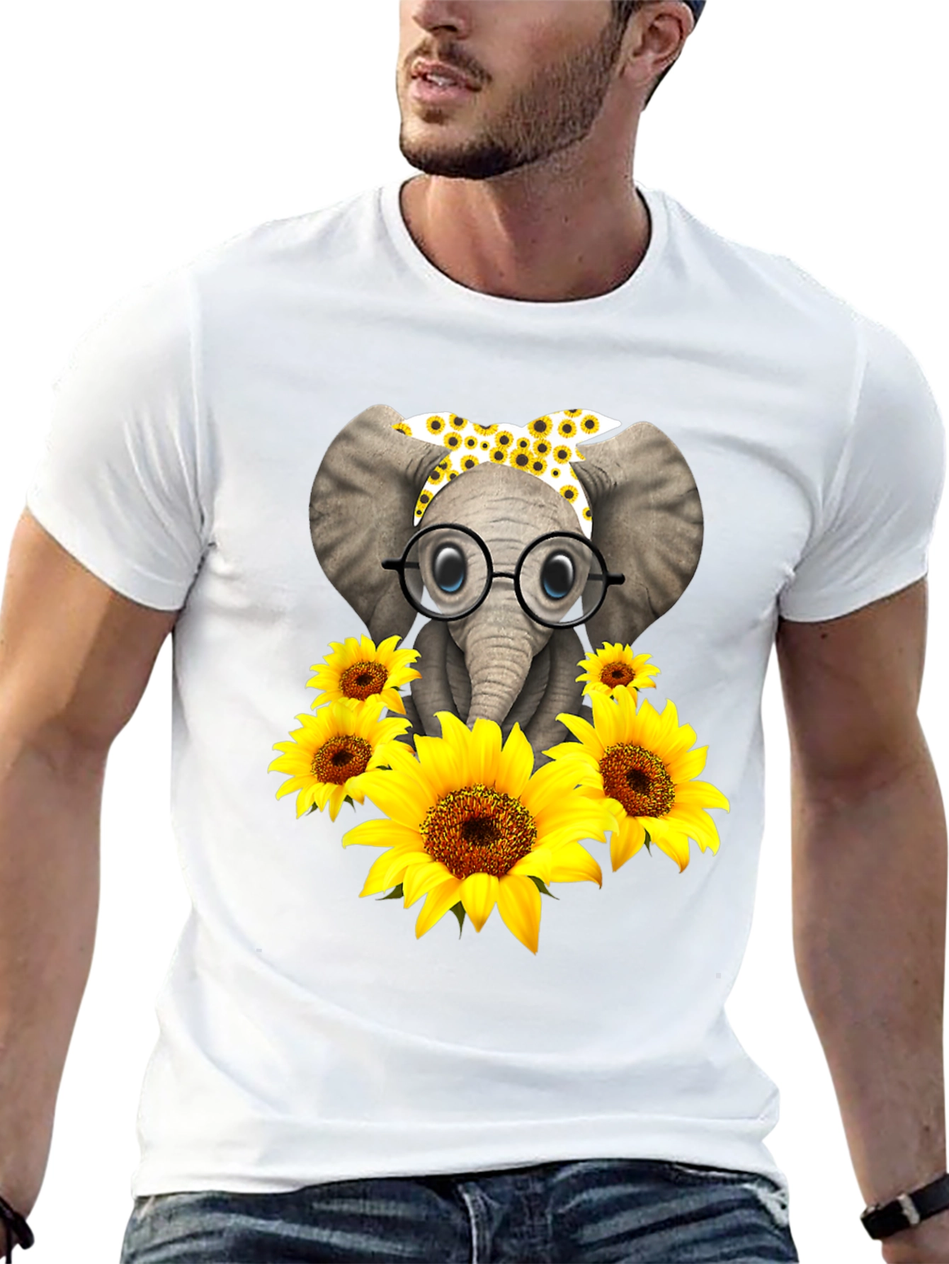 Black Elephant Sunflower Graphic Tee view 13