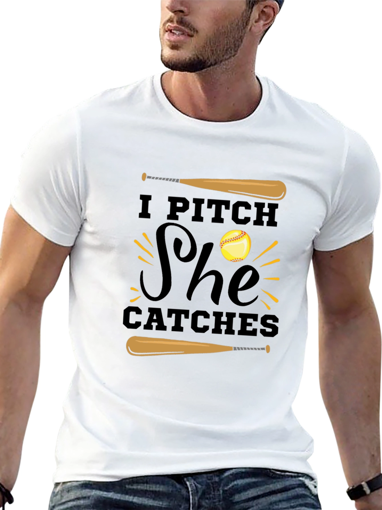 I Pitch She Catches Graphic T-Shirt - 13
