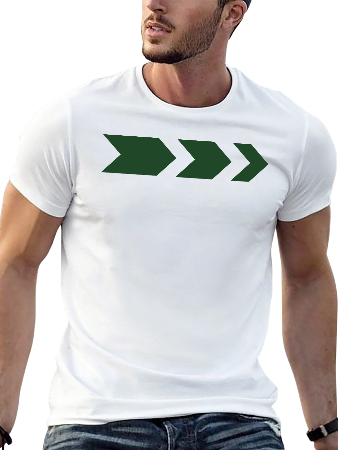 Men's Black T-Shirt with Green Arrow Graphic - 13