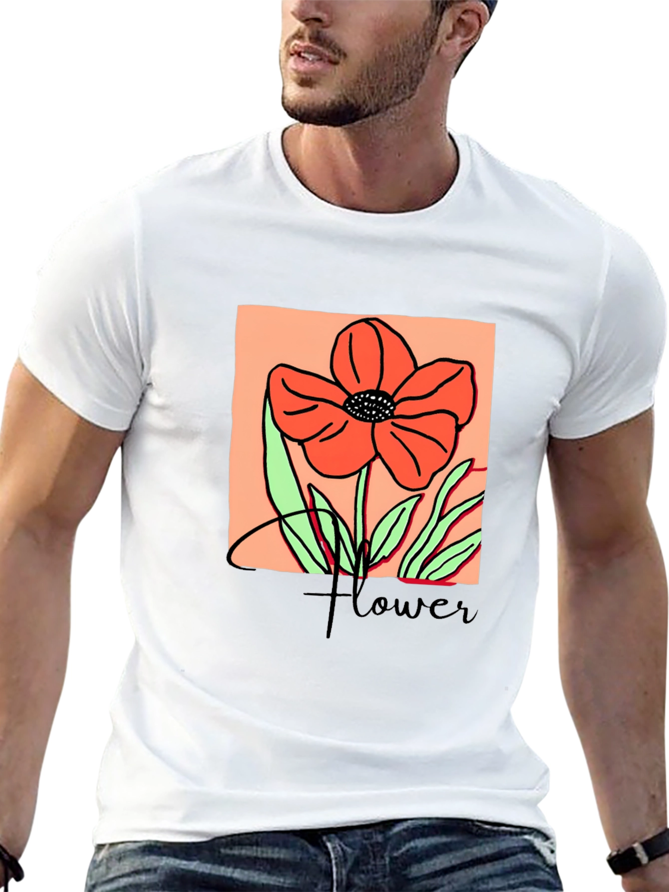 Black Floral Graphic T-Shirt - Artistic Flower Design view 13