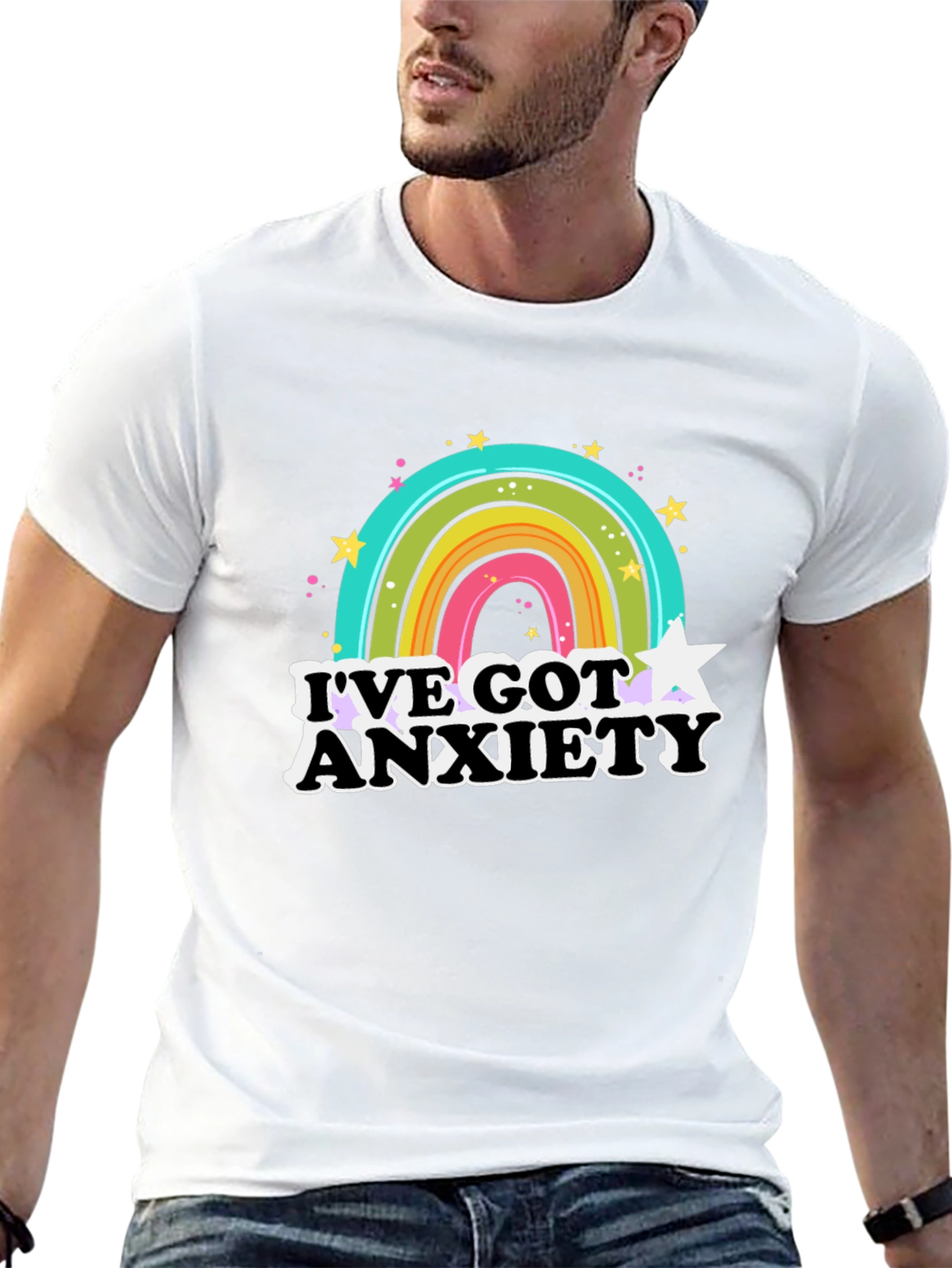 Black Anxiety Rainbow Graphic Tee view 13