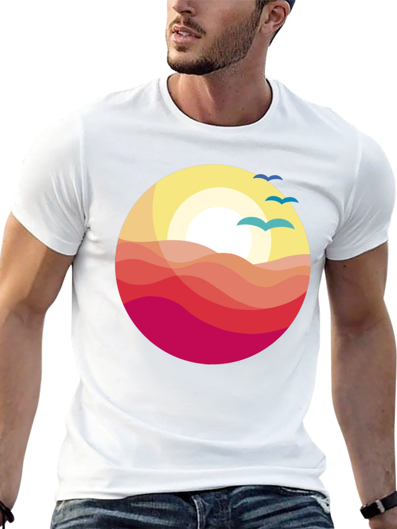 Black Sunset Waves Graphic Tee - Stylish Comfort view 13