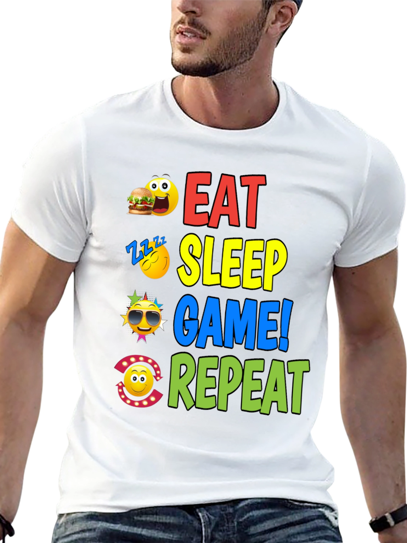 Black Eat Sleep Game Repeat Graphic T-Shirt view 13
