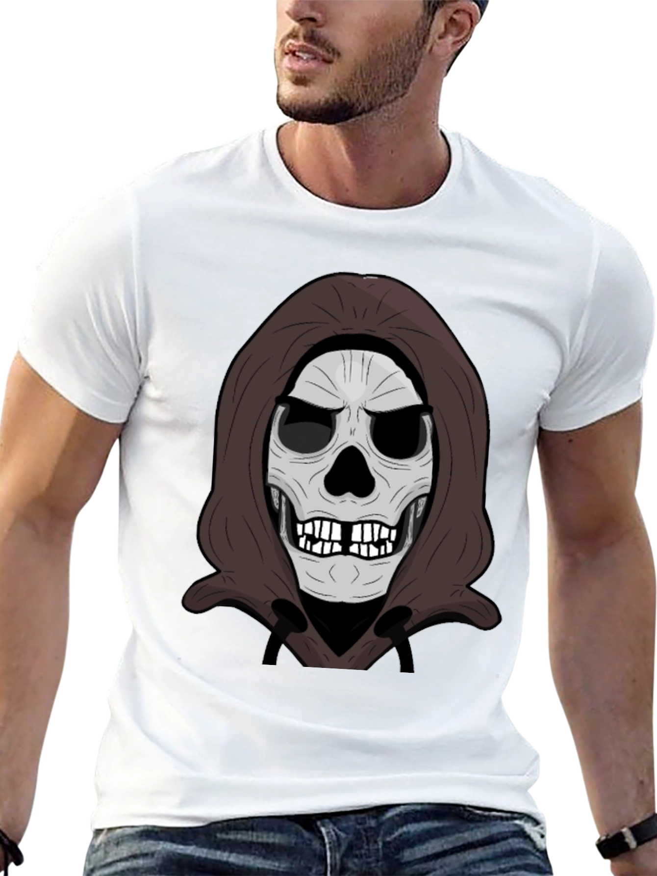 Black Grim Reaper Skull Graphic Black T-Shirt view 13