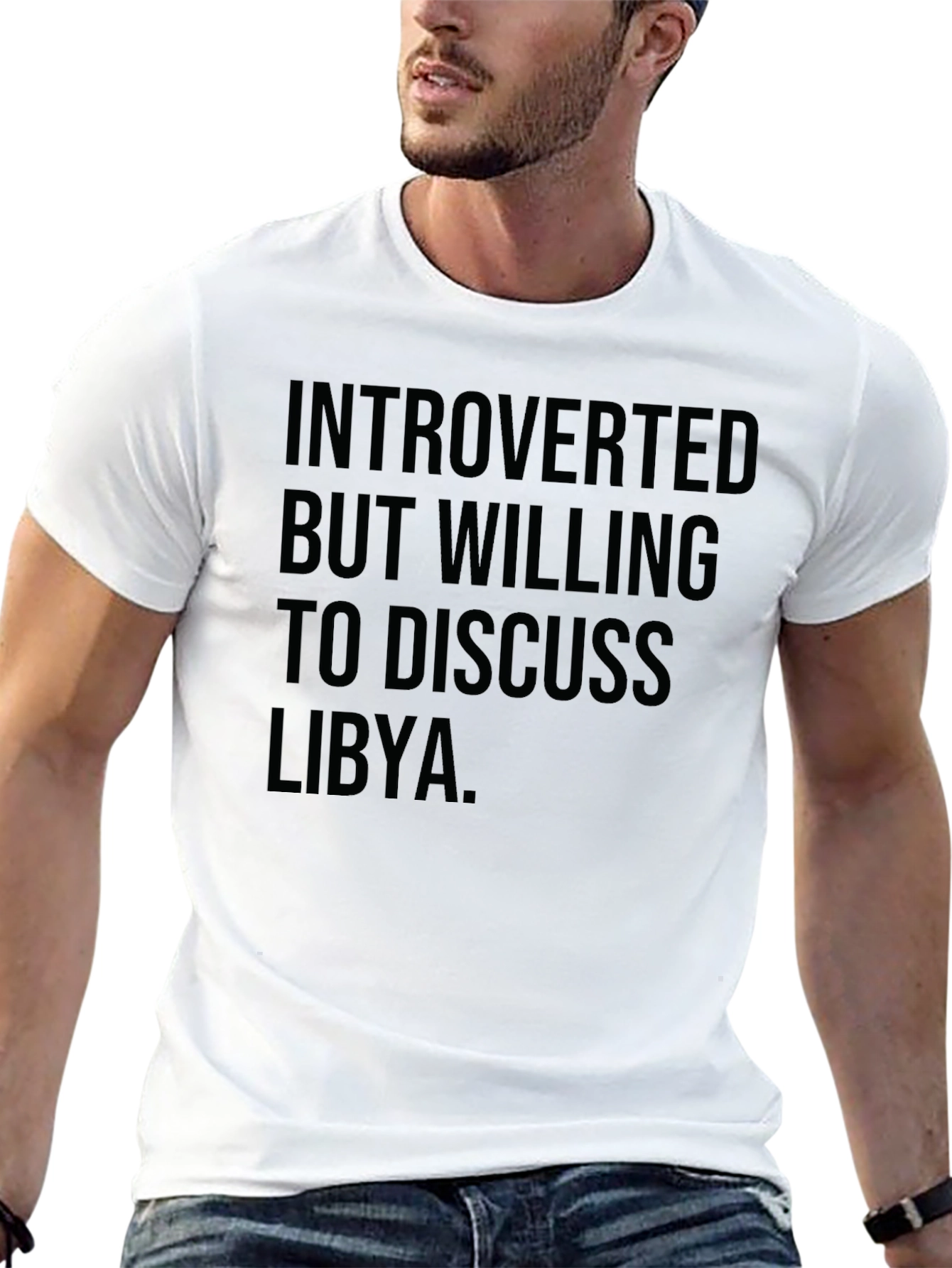 Black Introverted Libya T-Shirt - Black Cotton Tee for Thoughtful Introverts view 13