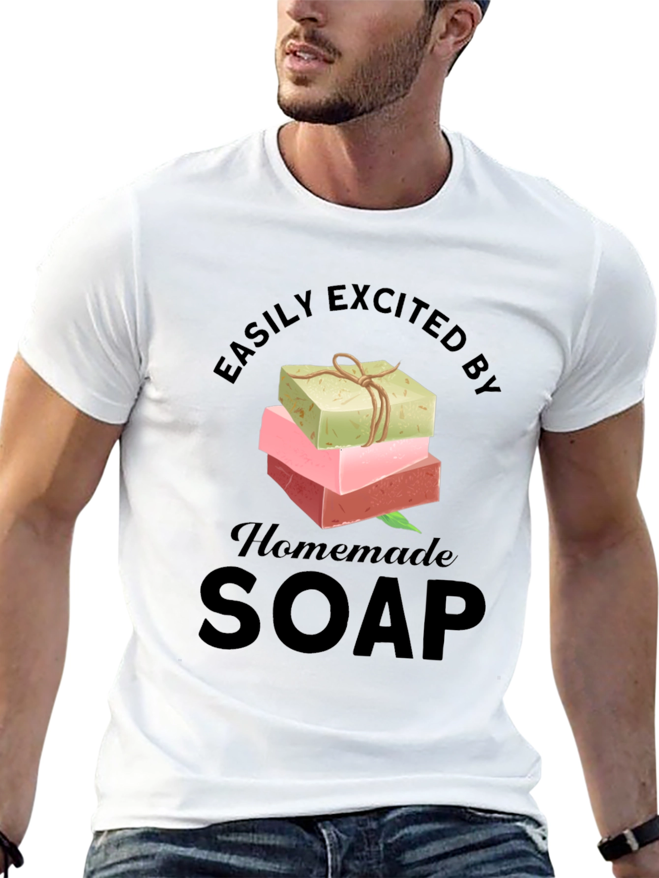 Black Easily Excited By Homemade Soap T-Shirt view 13