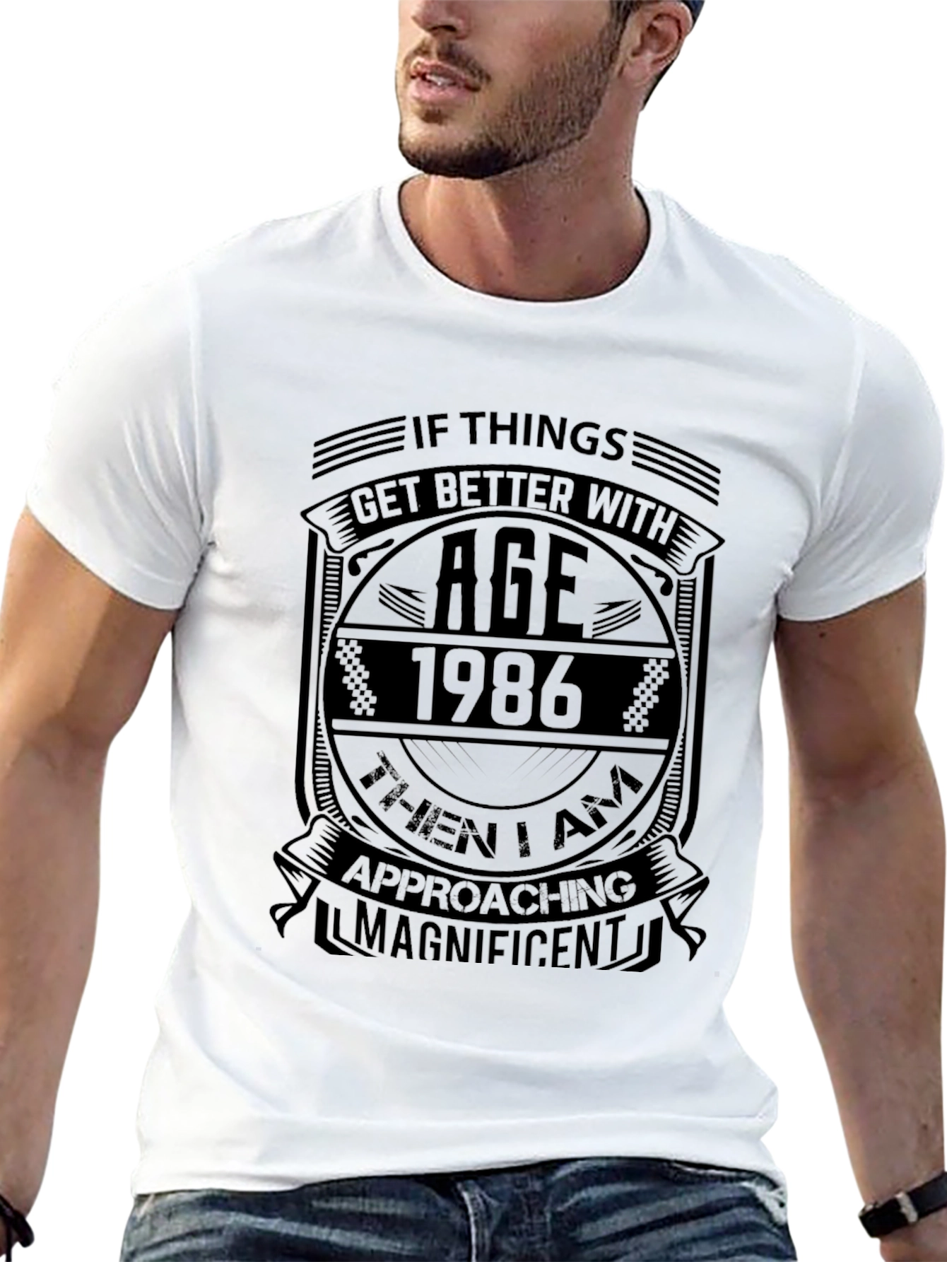 Black Age 1986 Birthday T-Shirt view 13