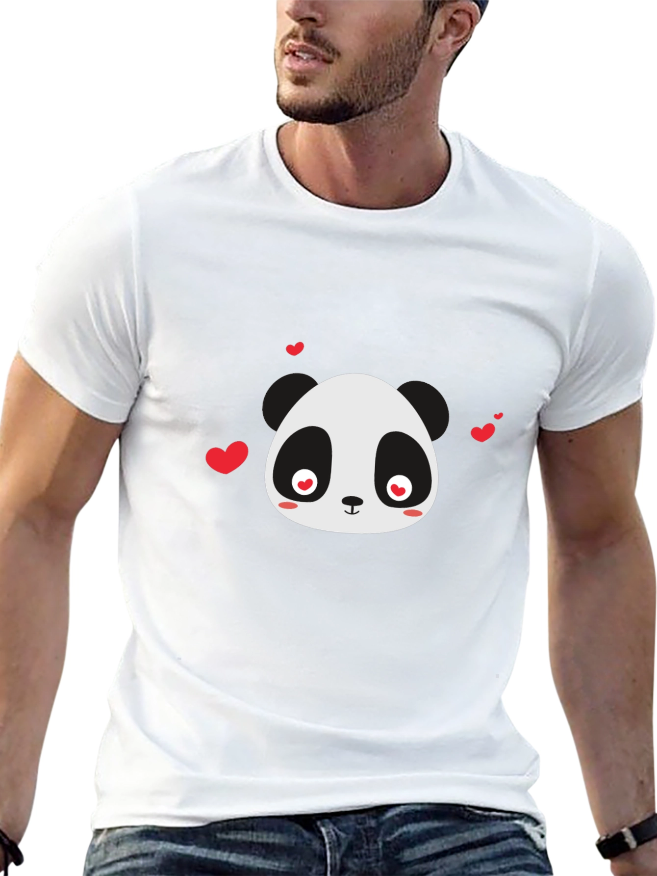 Black Cute Panda Love T-Shirt - Black view 13