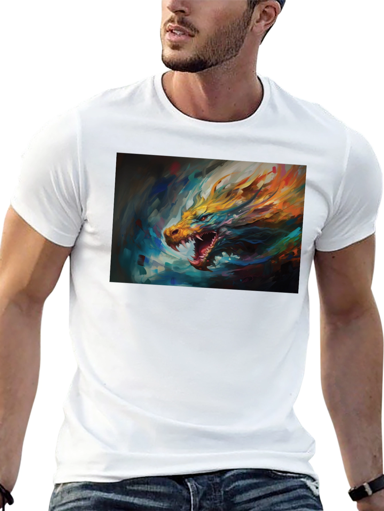 Black Dragon Graphic Tee - Men's Black Short Sleeve T-Shirt view 13