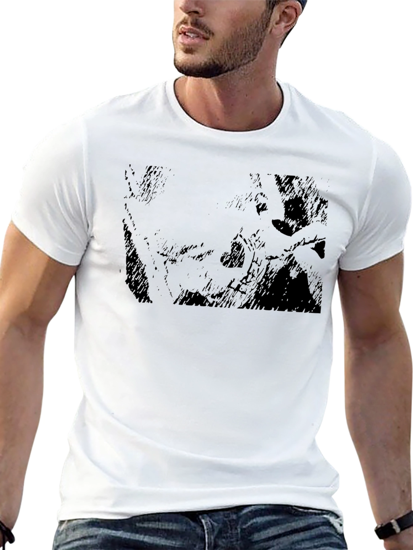 Black Men's Black Graphic Print T-Shirt view 13